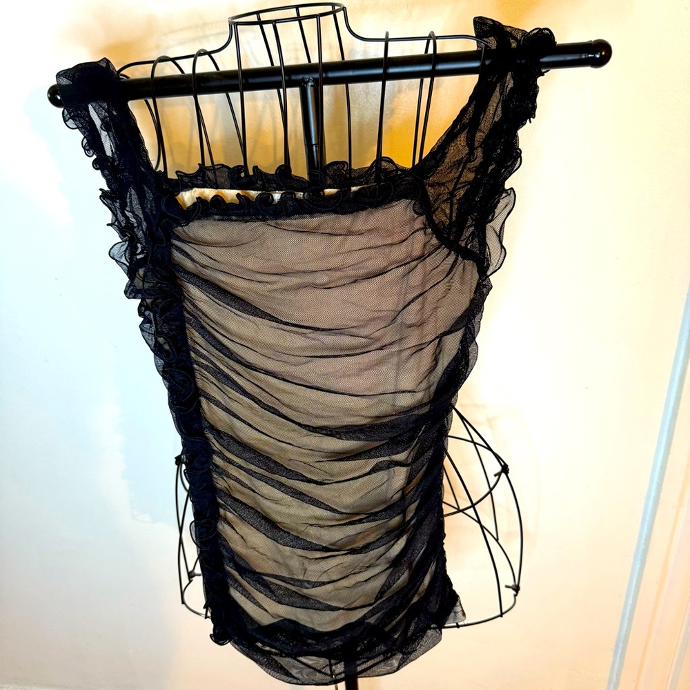Boston Proper Black Mesh Chemise
